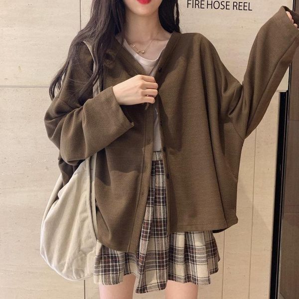 women's jackets 2021 spring autumn thin outwear women short-height cardigan retro loose all-match long sleeve jacket, Black;brown
women's jackets 2021 spring autumn thin outwear women short-height cardigan retro loose all-match long sleeve jacket, Black;brown
