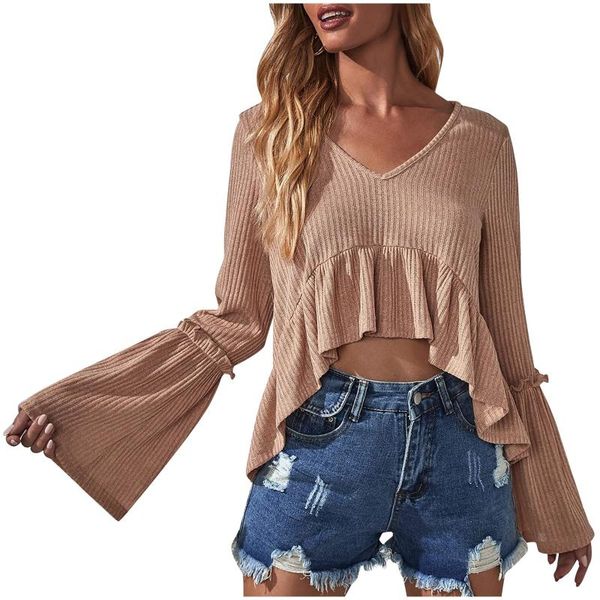 women's sweaters ruffle for women fashion 2021 knit sweater v-neck flared sleeves cropped pullover jersey mujer, White;black
women's sweaters ruffle for women fashion 2021 knit sweater v-neck flared sleeves cropped pullover jersey mujer, White;black