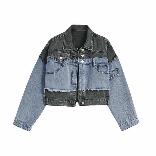 women's jackets 2021 autumn women stitching color denim jacket long sleeve fashion streetwear casual loose outwear short jeans coat, Black;brown
women's jackets 2021 autumn women stitching color denim jacket long sleeve fashion streetwear casual loose outwear short jeans coat, Black;brown