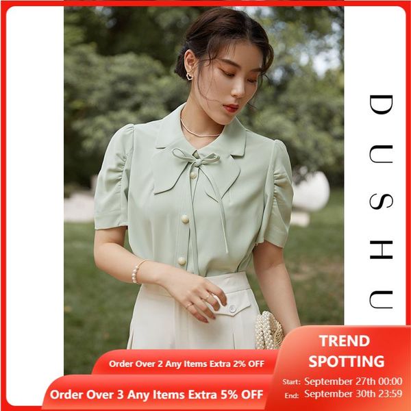 women's blouses & shirts dushu loose office lady improved petal neck shirt summer 2021 fresh green bandage retro puff sleeve women, White
women's blouses & shirts dushu loose office lady improved petal neck shirt summer 2021 fresh green bandage retro puff sleeve women, White