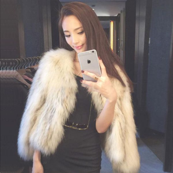 women's fur & faux haining raccoon hair coat short long sleeve thin imitation winter trim, Black
women's fur & faux haining raccoon hair coat short long sleeve thin imitation winter trim, Black