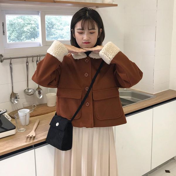 women's jackets winter female jacket women chaquetas mujer 2021 korean elegant short ladies coat woman clothes fashion coats lw1367, Black;brown
women's jackets winter female jacket women chaquetas mujer 2021 korean elegant short ladies coat woman clothes fashion coats lw1367, Black;brown