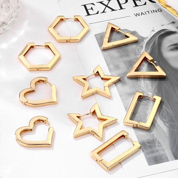 hoop & huggie 2021 fashion gold metal geometric earrings for women copper waterproof heart triangle star hollow jewelry gift, Golden;silver
hoop & huggie 2021 fashion gold metal geometric earrings for women copper waterproof heart triangle star hollow jewelry gift, Golden;silver