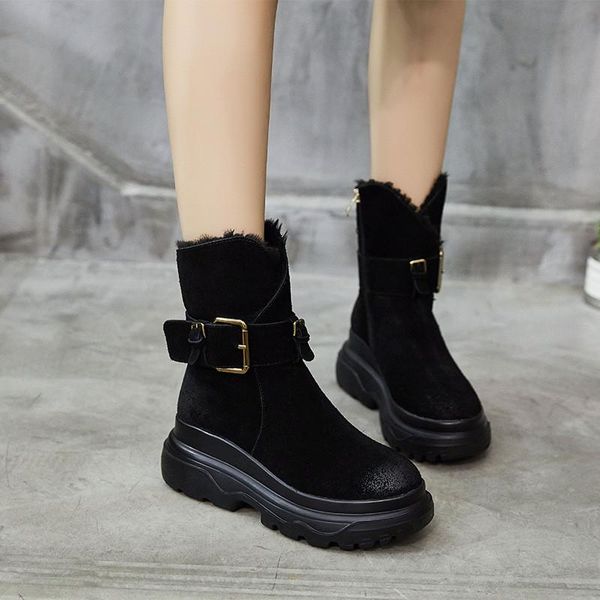 boots women's winter genuine leather buckle warm plush snow boot black ankle for women platform woman shoes
boots women's winter genuine leather buckle warm plush snow boot black ankle for women platform woman shoes