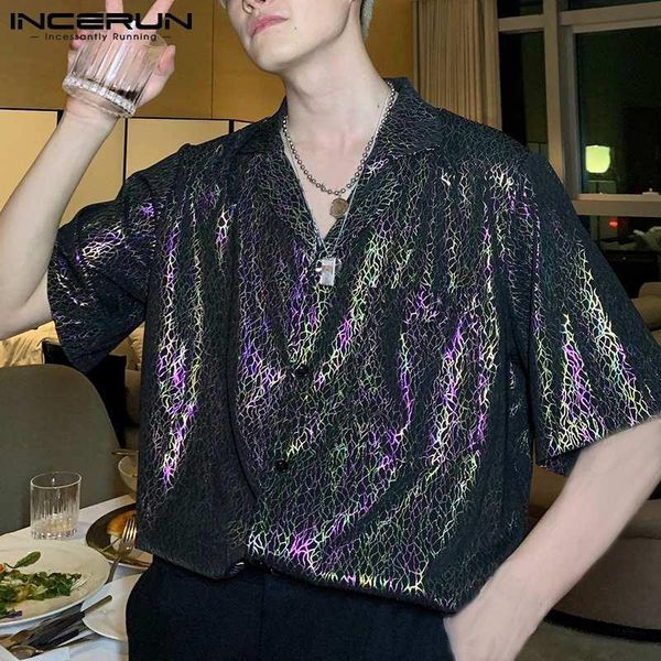 summer fashion men shirt shiny turn down collar short sleeve 2021 streetwear button blouse party nightclub casual shirts incerun, White;black
summer fashion men shirt shiny turn down collar short sleeve 2021 streetwear button blouse party nightclub casual shirts incerun, White;black