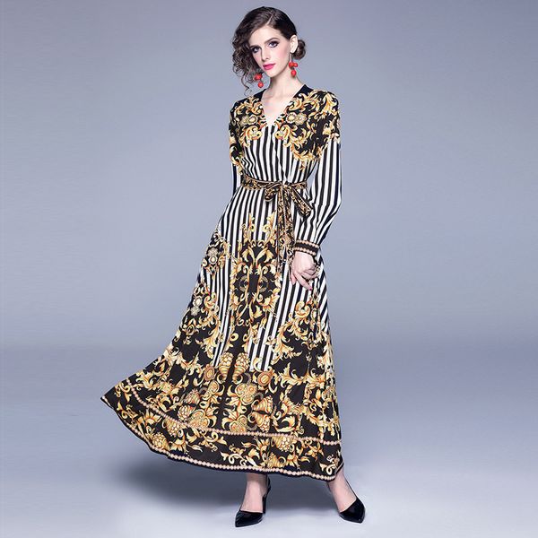 2021 new vintage baroque printed woman ankle-length autumn long sleeve cross v-neck boho maxi es belt vestido vu47, Black;gray
2021 new vintage baroque printed woman ankle-length autumn long sleeve cross v-neck boho maxi es belt vestido vu47, Black;gray