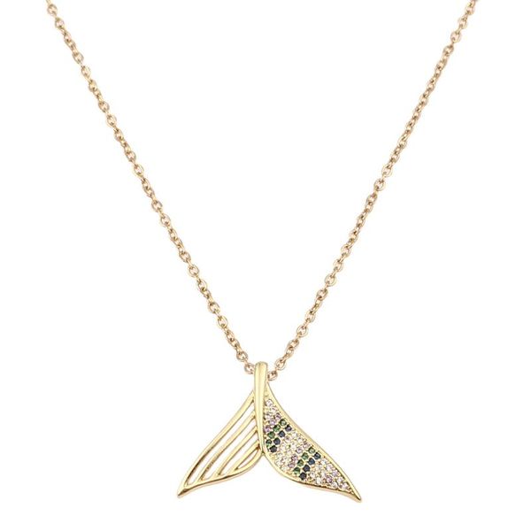 pendant necklaces stainless steel multicolour fishtail micro pave charms necklace gold color link cable chain women sweet jewelry gifts, Silver
pendant necklaces stainless steel multicolour fishtail micro pave charms necklace gold color link cable chain women sweet jewelry gifts, Silver