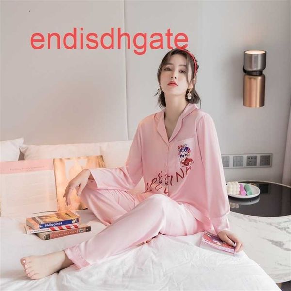 new sleeve spring long and lapel autumn summer thin korean set home clothes ice pajamas women, Black;white
new sleeve spring long and lapel autumn summer thin korean set home clothes ice pajamas women, Black;white