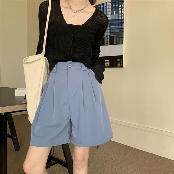 fashion high waist women's shorts knee length drape all-match temperament casual pants women loose short pockets 2021 spring summer, White;black
fashion high waist women's shorts knee length drape all-match temperament casual pants women loose short pockets 2021 spring summer, White;black