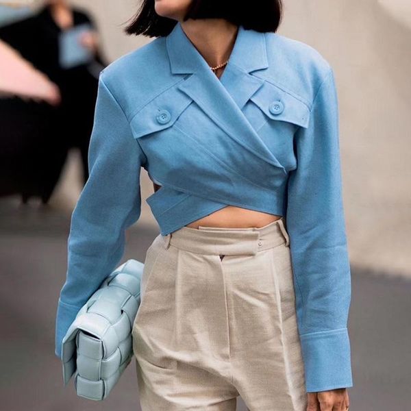women's suits & blazers vintage short shirts asymmetrical lapel collar long sleeve slim blouses for female fashion clothes, White;black
women's suits & blazers vintage short shirts asymmetrical lapel collar long sleeve slim blouses for female fashion clothes, White;black