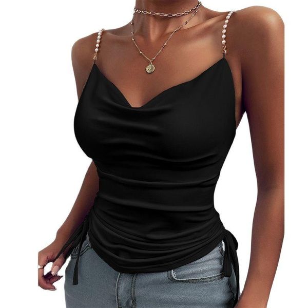 women's blouses & shirts summer sleeveless backless blusas solid pearl beaded sling party blouse women elegant pile collar sidedra, White
women's blouses & shirts summer sleeveless backless blusas solid pearl beaded sling party blouse women elegant pile collar sidedra, White