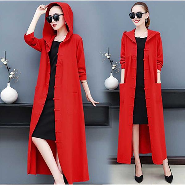 women's trench coats 2021 spring and autumn long solid color cloak single-breasted hooded windbreaker with cardigan women, Tan;black
women's trench coats 2021 spring and autumn long solid color cloak single-breasted hooded windbreaker with cardigan women, Tan;black