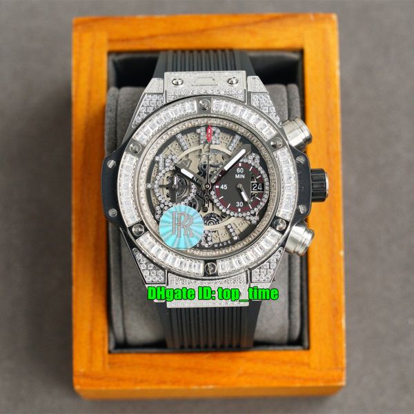 11 styles watches 45mm diamond case hub1242 quartz chronograph mens watch diamonds bezel skeleton dial rubber strap gents sports wristwatche, Slivery;brown
11 styles watches 45mm diamond case hub1242 quartz chronograph mens watch diamonds bezel skeleton dial rubber strap gents sports wristwatche, Slivery;brown