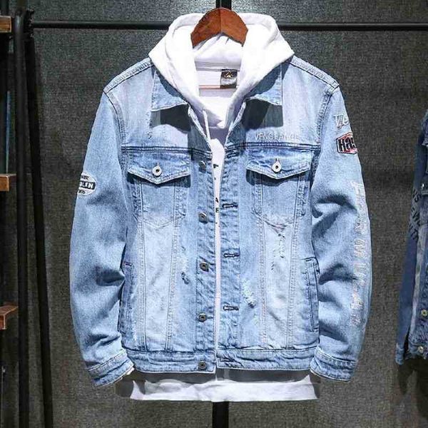 autumn holed men's korean version handsome trend loose jeans fashion brand street embroidery jacket, Black;brown
autumn holed men's korean version handsome trend loose jeans fashion brand street embroidery jacket, Black;brown