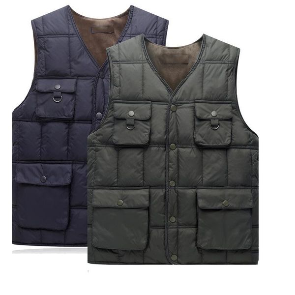 men's vests autumn middle-aged elderly men vest cotton velvet thickened multi-pocket waistcoat warm plus size windproof coats, Black;white
men's vests autumn middle-aged elderly men vest cotton velvet thickened multi-pocket waistcoat warm plus size windproof coats, Black;white