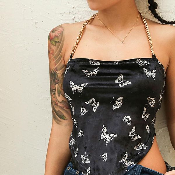 fashion women crop chain around slash neck butterfly print bellyband short tank sling streetwear harajuku, White
fashion women crop chain around slash neck butterfly print bellyband short tank sling streetwear harajuku, White