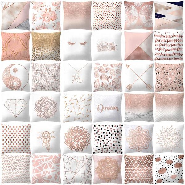 pillow case rose gold pink cushion cover square pillowcase home decoratio for polyester bed supplies