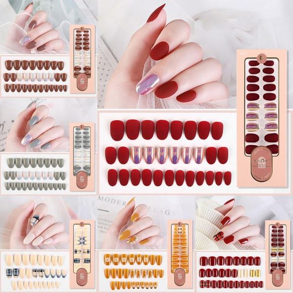 false nails 28pcs shiny nail long oval head full cover fake with designs detachable press on art tips manicure tools, Red;gold
false nails 28pcs shiny nail long oval head full cover fake with designs detachable press on art tips manicure tools, Red;gold