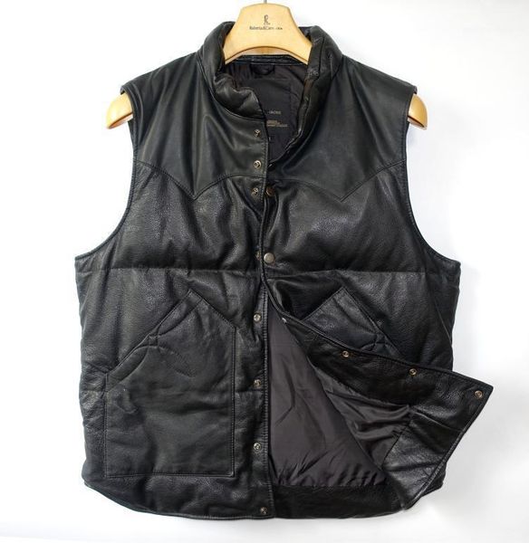 men's leather & faux japanese version vegetable tanned sheepskin down vest real waistcoat both wear by men and women, Black
men's leather & faux japanese version vegetable tanned sheepskin down vest real waistcoat both wear by men and women, Black