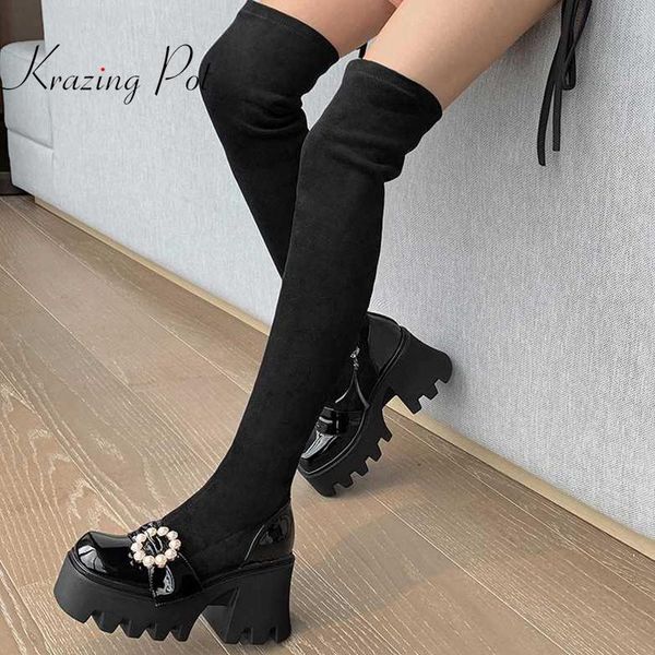boots krazing pot large size square toe high heels platform pearl decoration korean pretty girls dating sweet over-the-knee l98, Black
boots krazing pot large size square toe high heels platform pearl decoration korean pretty girls dating sweet over-the-knee l98, Black