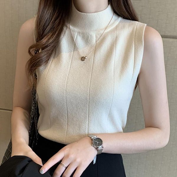 women's blouses & shirts blouse women blusas mujer de moda 2021 verano sleeveless knitted shirt turtleneck e405, White
women's blouses & shirts blouse women blusas mujer de moda 2021 verano sleeveless knitted shirt turtleneck e405, White