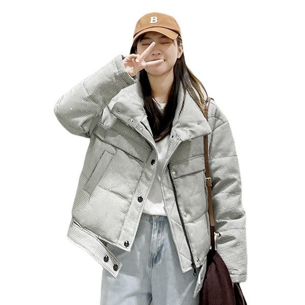 winter women's short 2021 new white duck down plaid jacket ins loose design feeling bread suit fashion, Black
winter women's short 2021 new white duck down plaid jacket ins loose design feeling bread suit fashion, Black