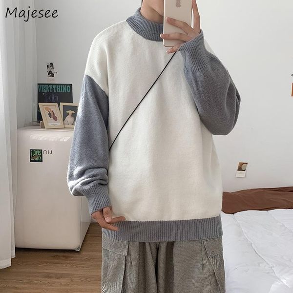 men's sweaters men thicker pullovers patchwork fake two pieces comfort loose teenagers mock neck males knitting warm trendy casual, White;black
men's sweaters men thicker pullovers patchwork fake two pieces comfort loose teenagers mock neck males knitting warm trendy casual, White;black