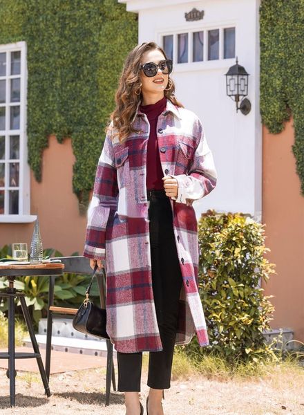 women's wool & blends classic plaid coat 2021 autumn winter lapel double side pocket long loose and versatile, Black
women's wool & blends classic plaid coat 2021 autumn winter lapel double side pocket long loose and versatile, Black