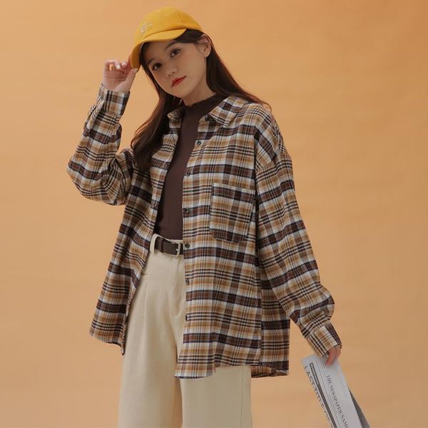 women's blouses & shirts add velvet, thicken and mottled plaid shirt, retro port flavor for women, White
women's blouses & shirts add velvet, thicken and mottled plaid shirt, retro port flavor for women, White