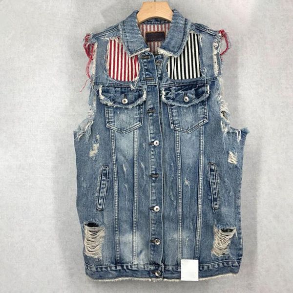 women's vests denim vest sleeveless jacket 2021 arrival summer fashion harajuku clothing striped hole patchwork big size waistcoat, Black;white
women's vests denim vest sleeveless jacket 2021 arrival summer fashion harajuku clothing striped hole patchwork big size waistcoat, Black;white