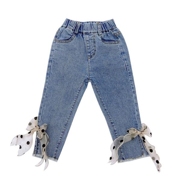 children's jeans 2021 spring new korean version of children's clothing baby girl bowknot trousers foreign elastic foot pants, Blue
children's jeans 2021 spring new korean version of children's clothing baby girl bowknot trousers foreign elastic foot pants, Blue