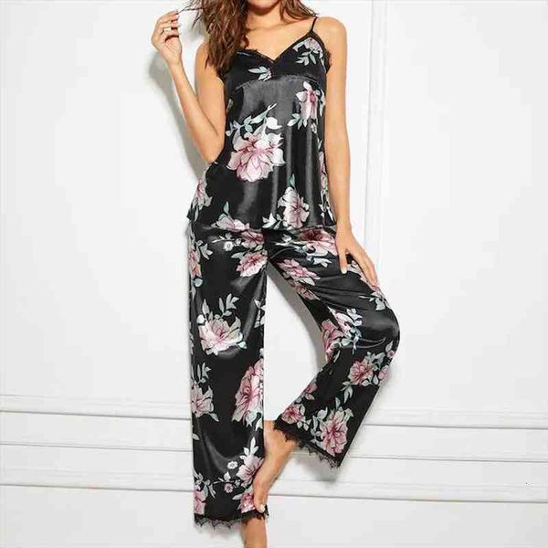 2pcs women pajamas set floral printed sleeveless samis and trousers suit lace satin pijama mujer female s-xl winter homewear, Black;red
2pcs women pajamas set floral printed sleeveless samis and trousers suit lace satin pijama mujer female s-xl winter homewear, Black;red