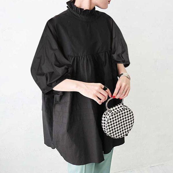 new korean chic shirred frill trim blouse women shirts sleeve solid stand collar elegant office ladies workwear blouses 2021 cotz, White
new korean chic shirred frill trim blouse women shirts sleeve solid stand collar elegant office ladies workwear blouses 2021 cotz, White