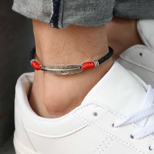 alloy foot chain red rope men's handmade travel personalized feather jewelry, Red;blue
alloy foot chain red rope men's handmade travel personalized feather jewelry, Red;blue