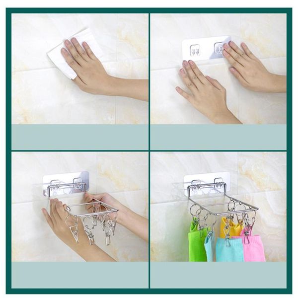 hangers & racks 2pcs wall-mounted socks rack stainless steel non-slip drying clips shelf (8 clips)
hangers & racks 2pcs wall-mounted socks rack stainless steel non-slip drying clips shelf (8 clips)