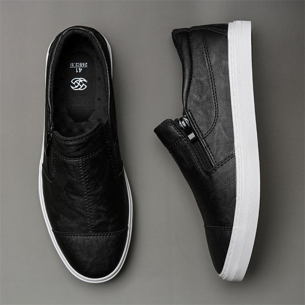 men pu leather casual shoes man driving fashion slip-on loafers moccasin footwear zipper flat tenis masculino 220309, Black
men pu leather casual shoes man driving fashion slip-on loafers moccasin footwear zipper flat tenis masculino 220309, Black