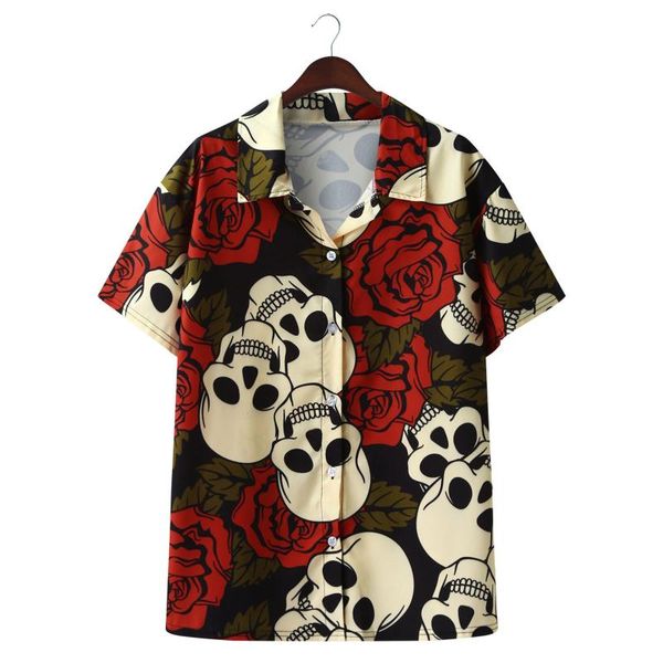 men's casual shirts beach men summer vacation camisas para hombre skull rose floral printed short sleeve button down hawaiian for, White;black
men's casual shirts beach men summer vacation camisas para hombre skull rose floral printed short sleeve button down hawaiian for, White;black