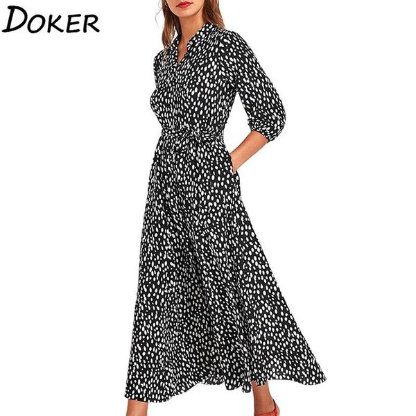 casual dresses autumn polka dot chiffon dress women turn-down collar 3/4 sleeve belt elegant ladies midi boho long shirt, Black;gray
casual dresses autumn polka dot chiffon dress women turn-down collar 3/4 sleeve belt elegant ladies midi boho long shirt, Black;gray
