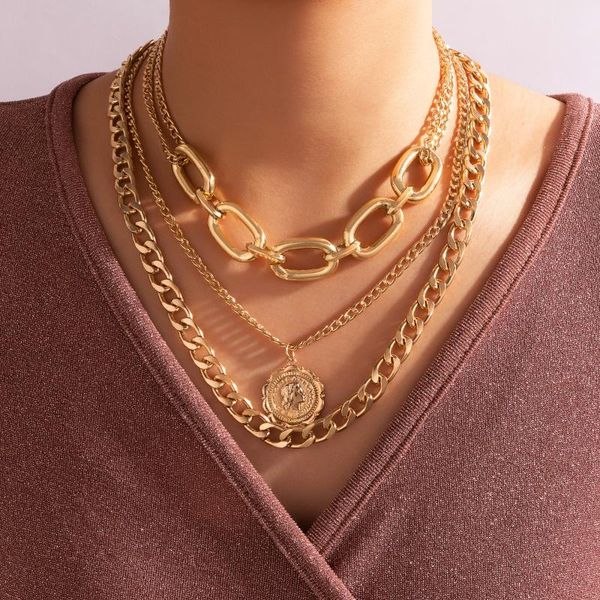 chains punk exaggerated thick necklace men's and women's jewelry retro large coin pendant cool neck gift, Silver
chains punk exaggerated thick necklace men's and women's jewelry retro large coin pendant cool neck gift, Silver