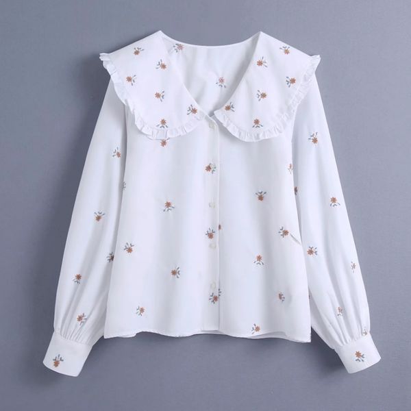 spring women flower embroidery peter pan collar shirt female long sleeve blouse casual lady loose blusas s8666 210315, White
spring women flower embroidery peter pan collar shirt female long sleeve blouse casual lady loose blusas s8666 210315, White
