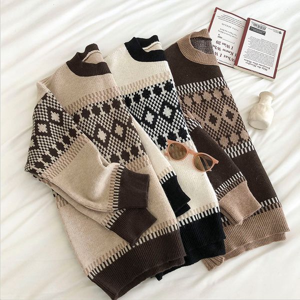 2021 new women's harajuku sweater fashion korean autumn winter loose oversize argyle knitted sweaters woman vintage pullover twc4, White;black
2021 new women's harajuku sweater fashion korean autumn winter loose oversize argyle knitted sweaters woman vintage pullover twc4, White;black