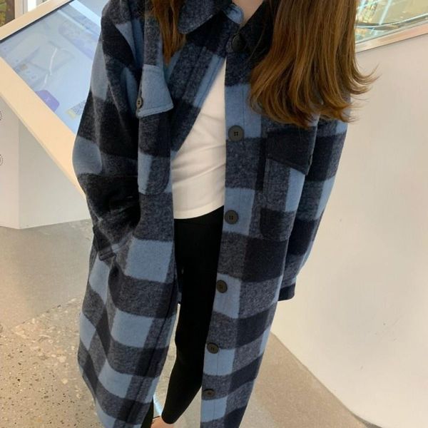 women's wool & blends loose women fit long woolen jacket vintage plaid single breasted casual ladies autumn oversized windbreaker coats, Black
women's wool & blends loose women fit long woolen jacket vintage plaid single breasted casual ladies autumn oversized windbreaker coats, Black