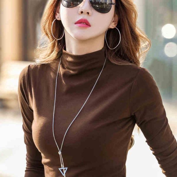 women's t-shirt woman tshirts cotton turtleneck autumn and winter long sleeve ropa mujer camisetas, White
women's t-shirt woman tshirts cotton turtleneck autumn and winter long sleeve ropa mujer camisetas, White