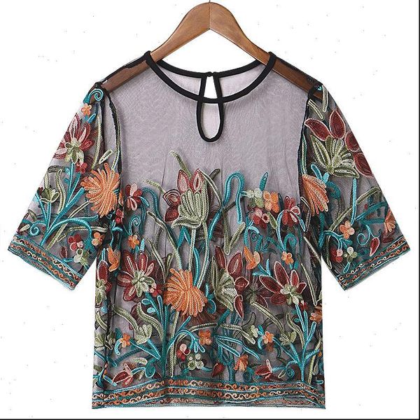 womens ladies short sleeve mesh round neck embroidery mesh shorts blouse mujer blusas mujer de moda blouses for woman, White
womens ladies short sleeve mesh round neck embroidery mesh shorts blouse mujer blusas mujer de moda blouses for woman, White