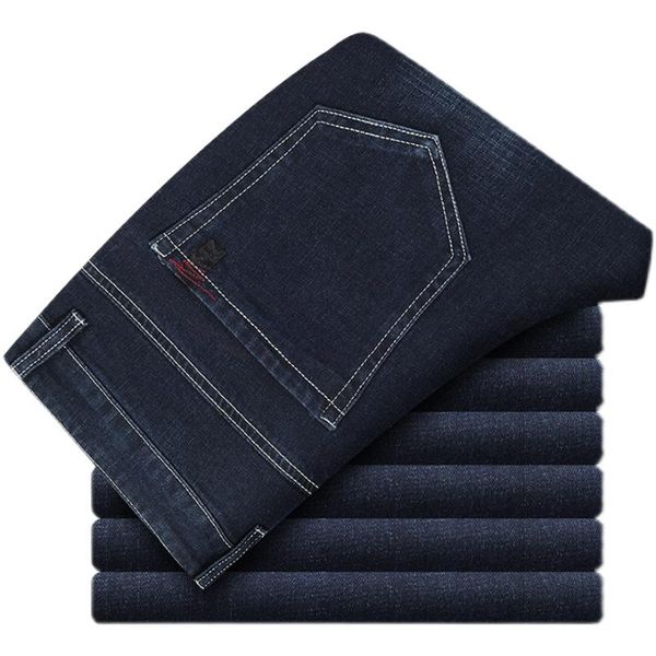 men's jeans cotton / brand classic denim pants man work clothes straight simple solid dark blue large size 40 42
men's jeans cotton / brand classic denim pants man work clothes straight simple solid dark blue large size 40 42