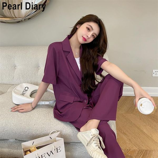 women's two piece pants summer office lady sets loose 2 set women short sleeve blazer and high waist wide leg long suits, White
women's two piece pants summer office lady sets loose 2 set women short sleeve blazer and high waist wide leg long suits, White