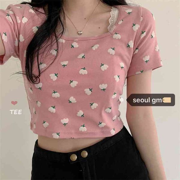 han feng chic sweet flat no wonder small cute cotton elastic crushed flower trim short-sleeved t-shirt girl 210529, White
han feng chic sweet flat no wonder small cute cotton elastic crushed flower trim short-sleeved t-shirt girl 210529, White