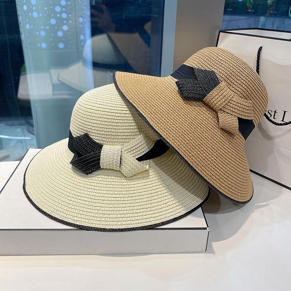 wide brim hats summer sun hat women block girl bow straw vacation seaside beach simple casual cap, Blue;gray
wide brim hats summer sun hat women block girl bow straw vacation seaside beach simple casual cap, Blue;gray