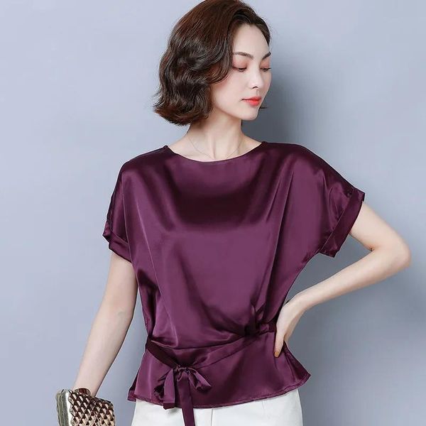 women's t-shirt temperament gloss imitation mulberry silk satin plus size 2021 summer elegant simple lace casual top, White
women's t-shirt temperament gloss imitation mulberry silk satin plus size 2021 summer elegant simple lace casual top, White