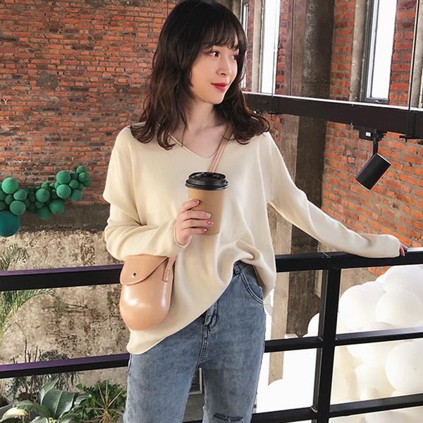 women's sweaters women autumn long-sleeved fashion korean style loose v-neck solid color knitted, White;black
women's sweaters women autumn long-sleeved fashion korean style loose v-neck solid color knitted, White;black